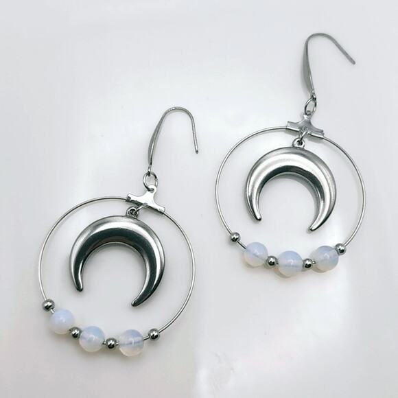 Crescent Moon Hoop Earrings - Picture 1 of 4